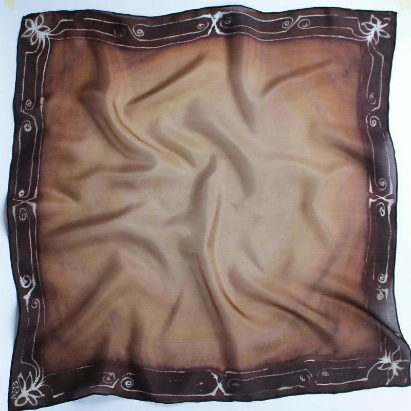 Hedvábný šátek - Vintage hnědý