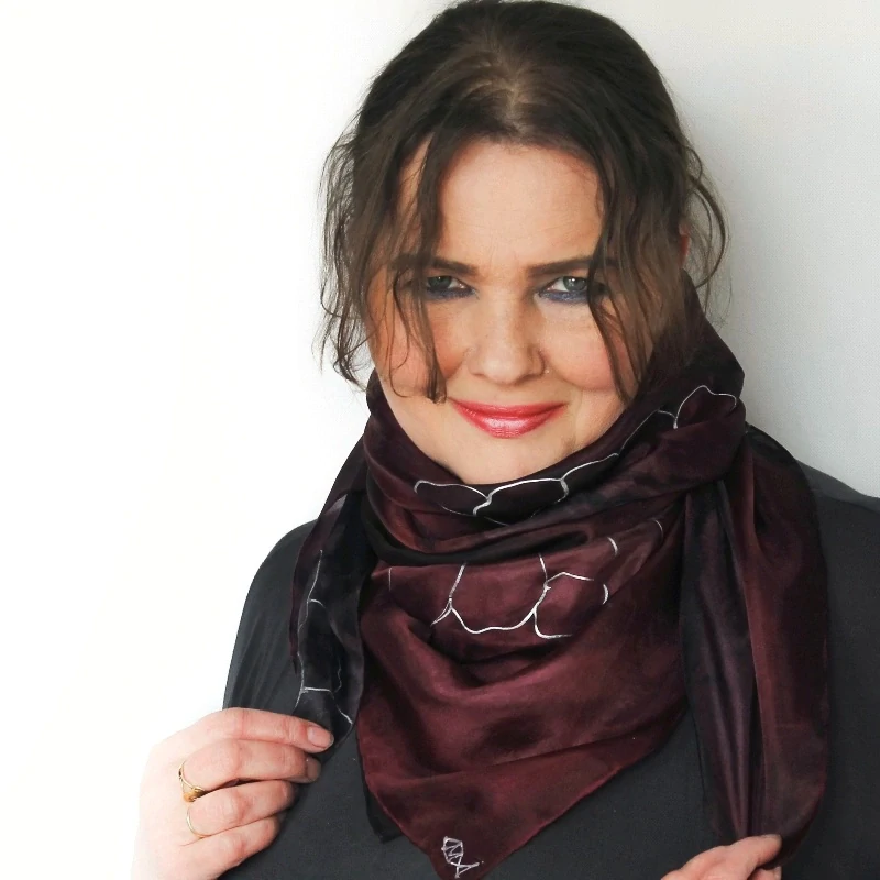 Hedvábný šátek - Bordo s oblázky