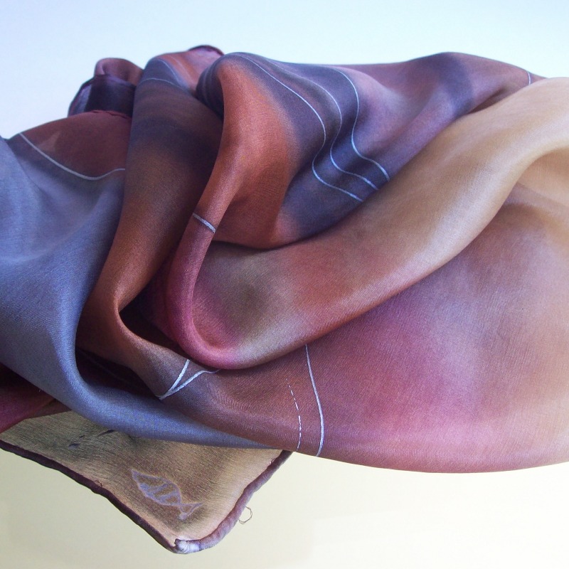 Hedvábný šátek - Hnědobéžový