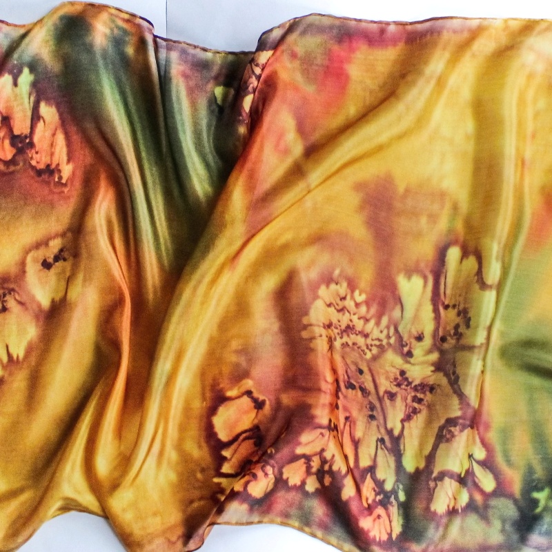 Hedvábný šál - Hořčicový 2