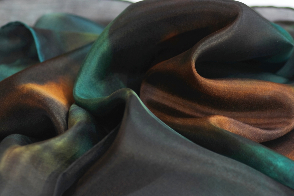 Hedvábný šátek - Hnědopetrolejový