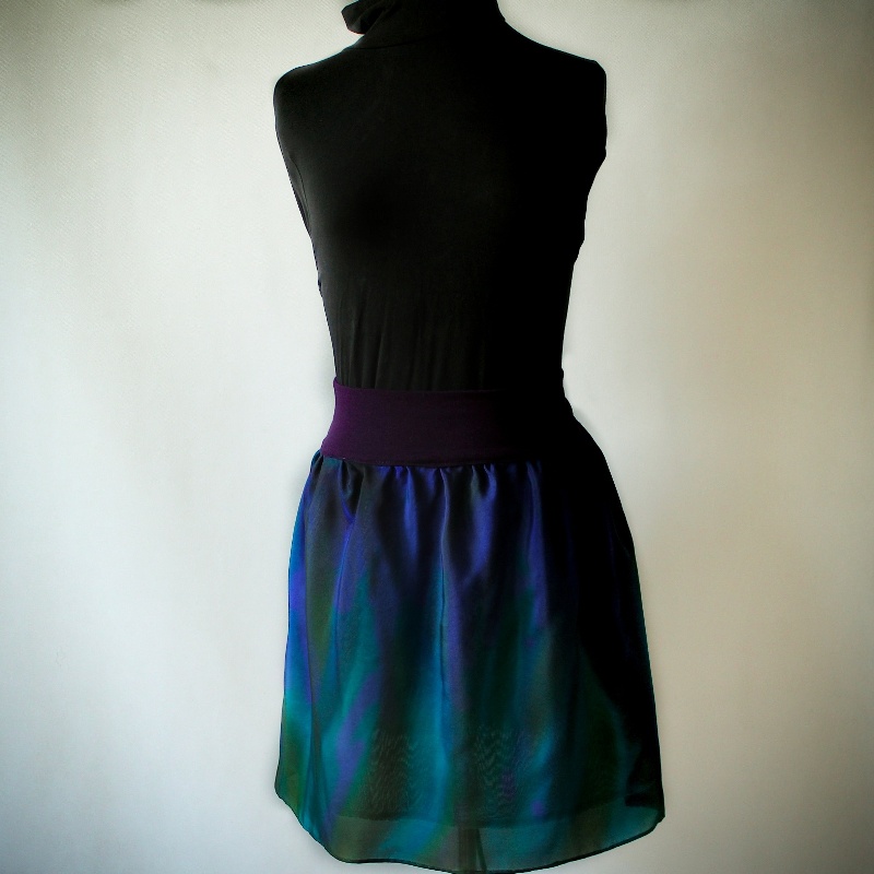 Hedvábná sukně - Petrolejová