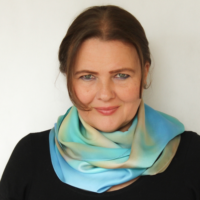 Hedvábný nákrčník - Béžovo blankytný