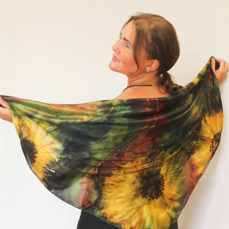 Hedvábný šátek - Slunečnice