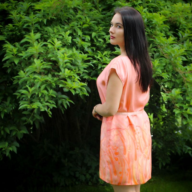 Hedvábná tunika - Lososová