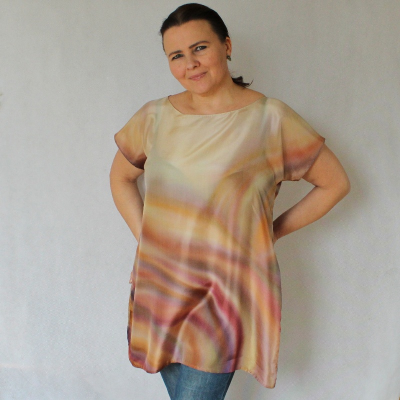 Hedvábná tunika - Hnědobéžová