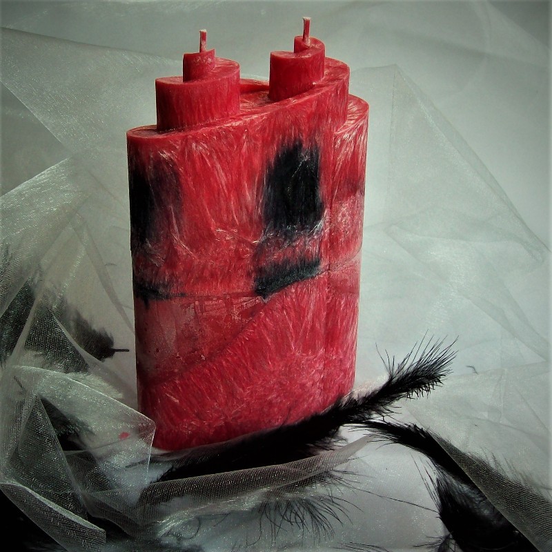 Svíčka Dvojitá spirála-Černo červená