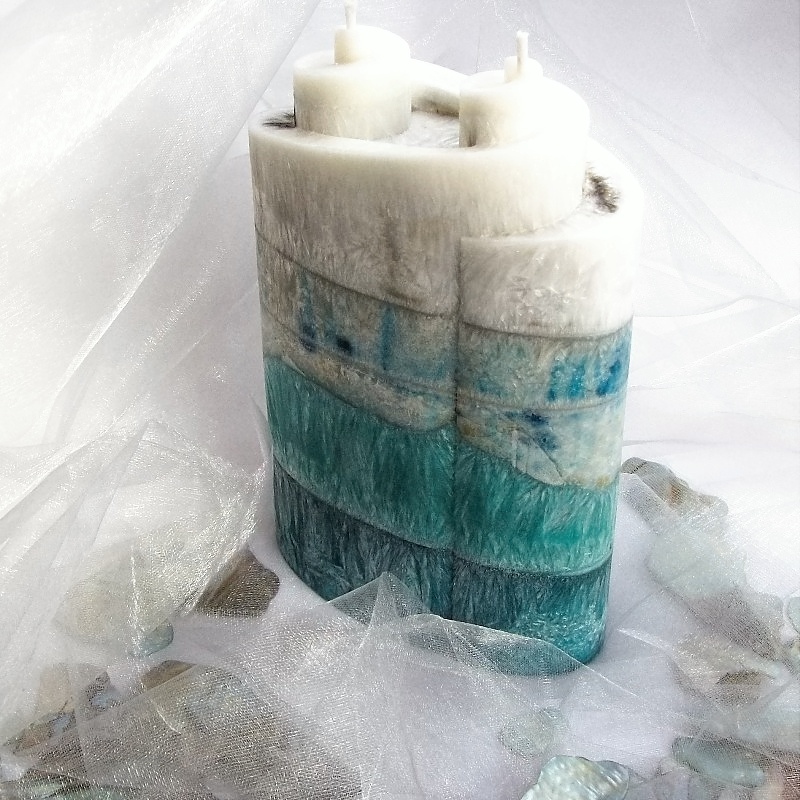 Svíčka Dvojitá spirála-Smaragdové moře