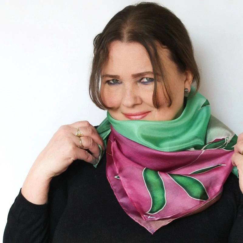 Hedvábný šátek - Pivoňky