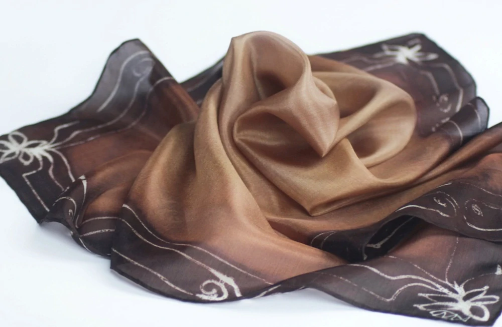 Hedvábný šátek - Vintage hnědý