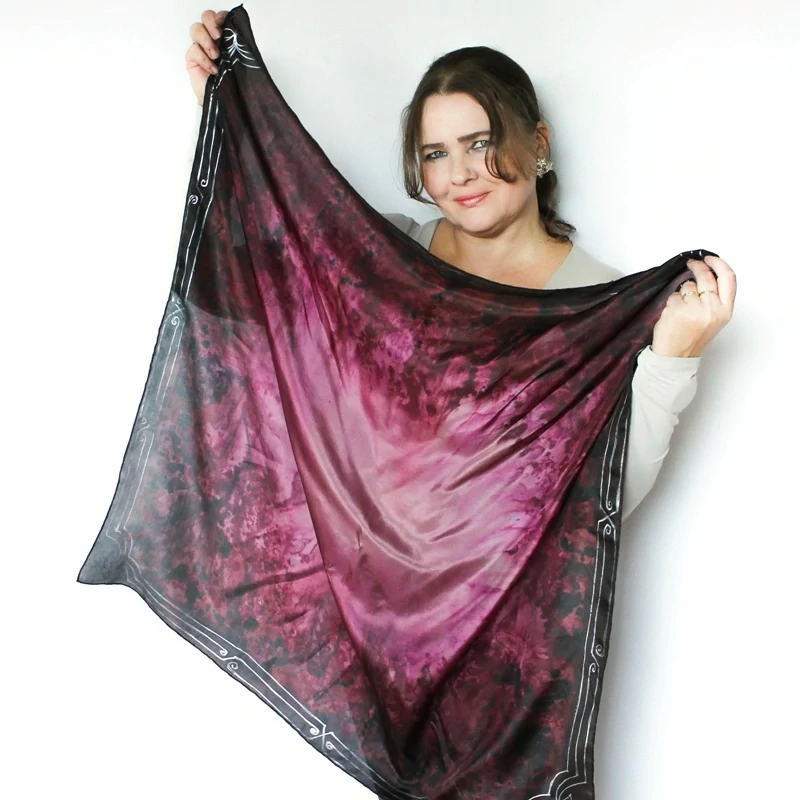 Hedvábný šátek - Vintage bordo