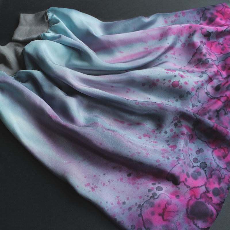 Hedvábná sukně -Růžovo šedá