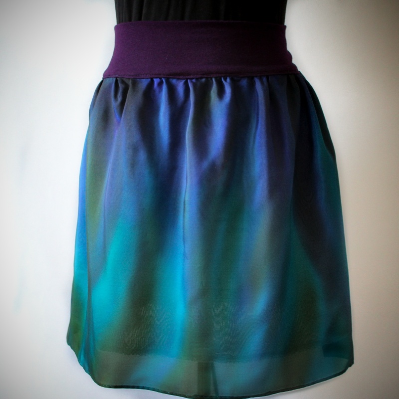 Hedvábná sukně - Petrolejová