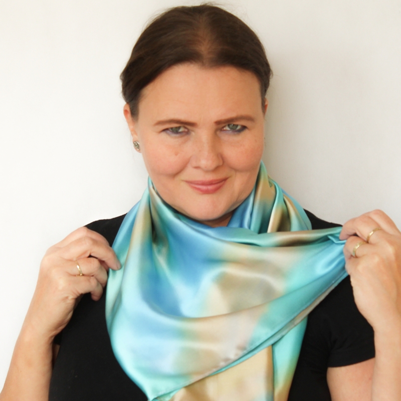 Hedvábný nákrčník - Béžovo blankytný