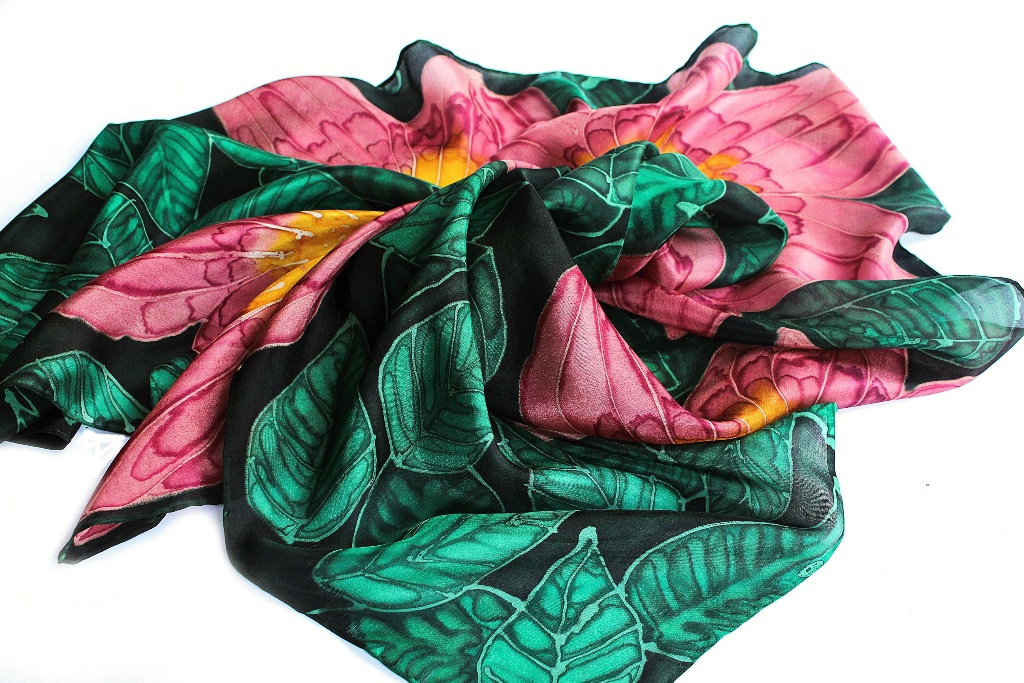 Hedvábný šátek - Ibišek