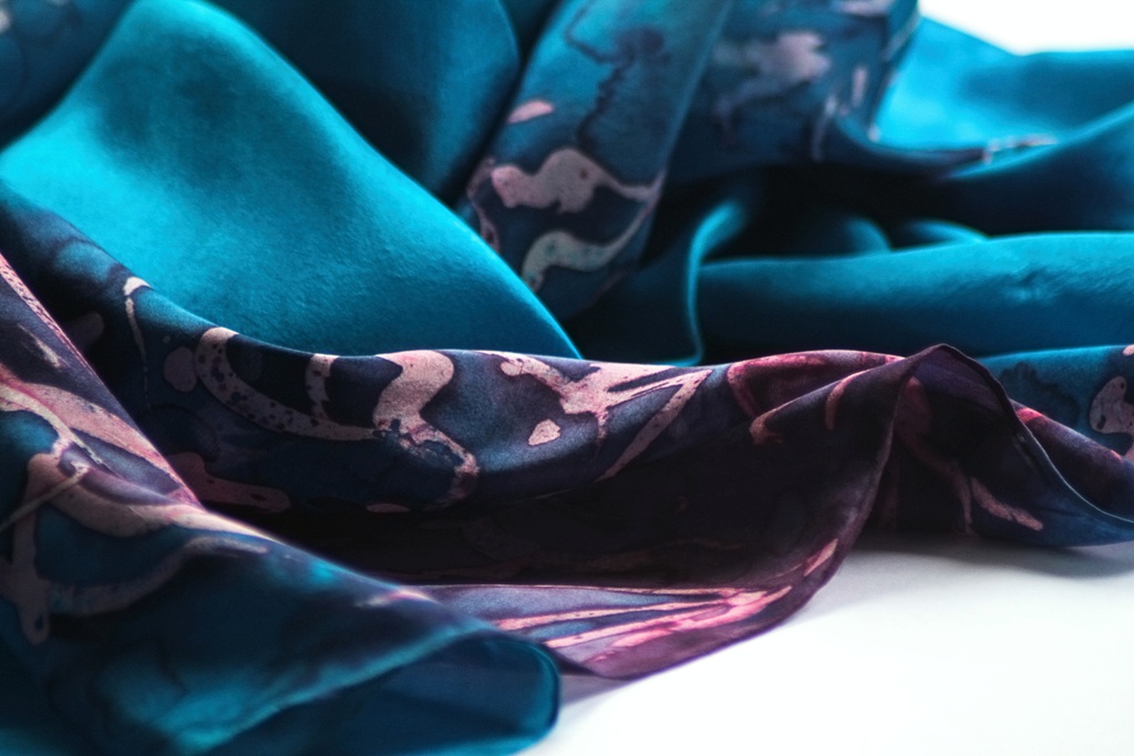 Hedvábný šátek - Růžový korál