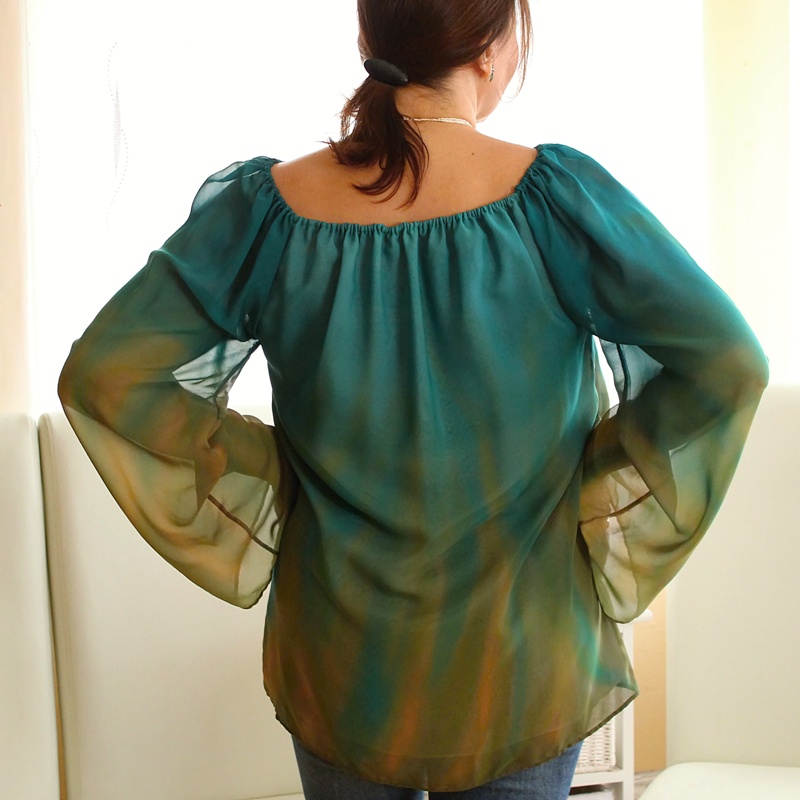 Hedvábná tunika - Olivy a petrolej