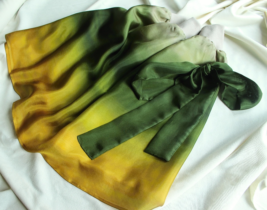 Hedvábná sukně - Olivy a hořčice