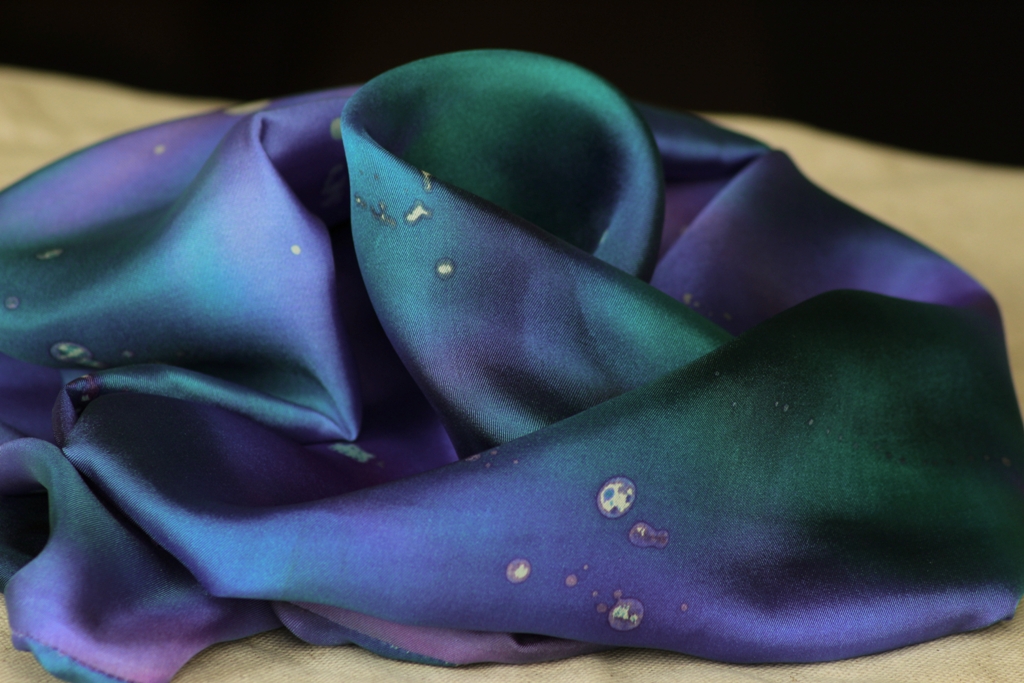 Hedvábný nákrčník - Fialovo tyrkysové nebe