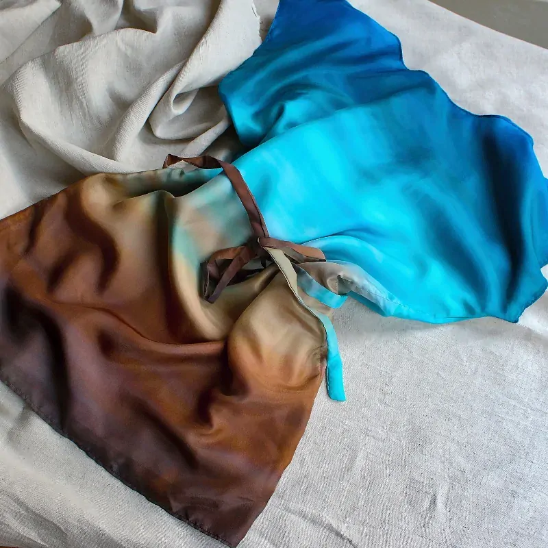 Hedvábná tunika - Hnědomodrá