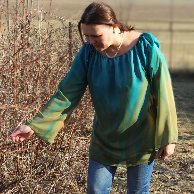 Hedvábná tunika - Olivy a petrolej