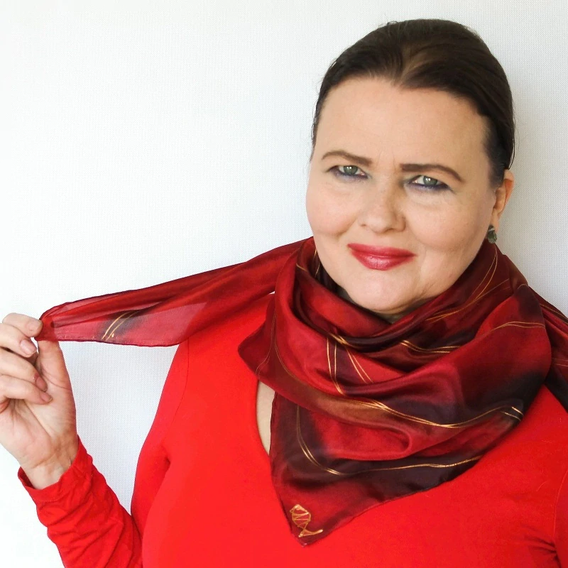 Hedvábný šátek - Hnědočervený s mědí