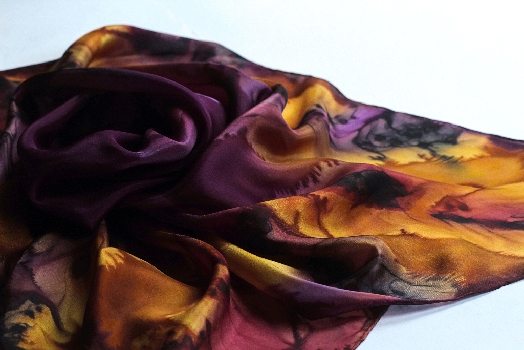 Hedvábný šátek - Švestky v hořčici 1