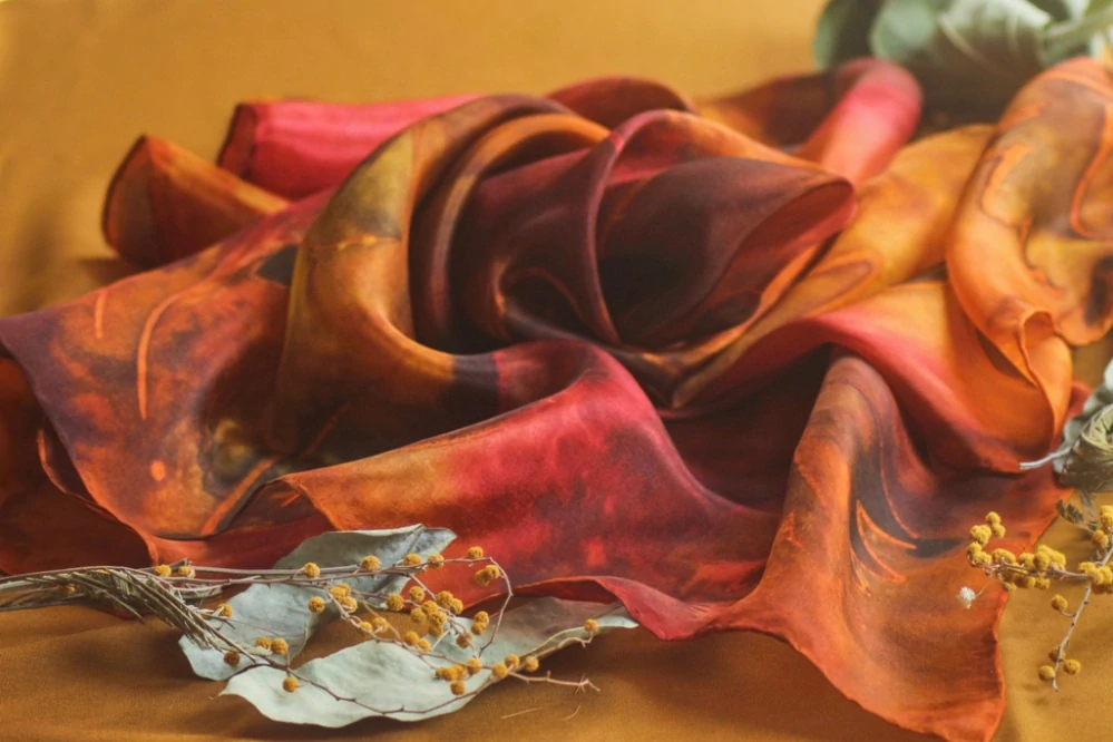 Hedvábný šátek -Podzimní listí